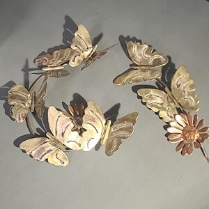 Metal Butterfly Wall Art Pair - Floral Accent